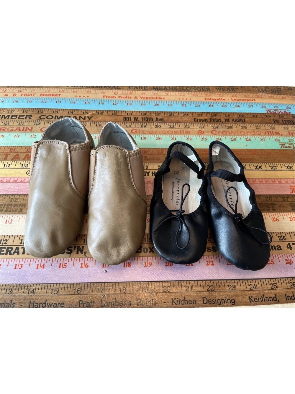Freestyle Danskin Girls Size 12 / 12.5 Black Ballet Shoes Dance Jazz LOT 2 Pairs